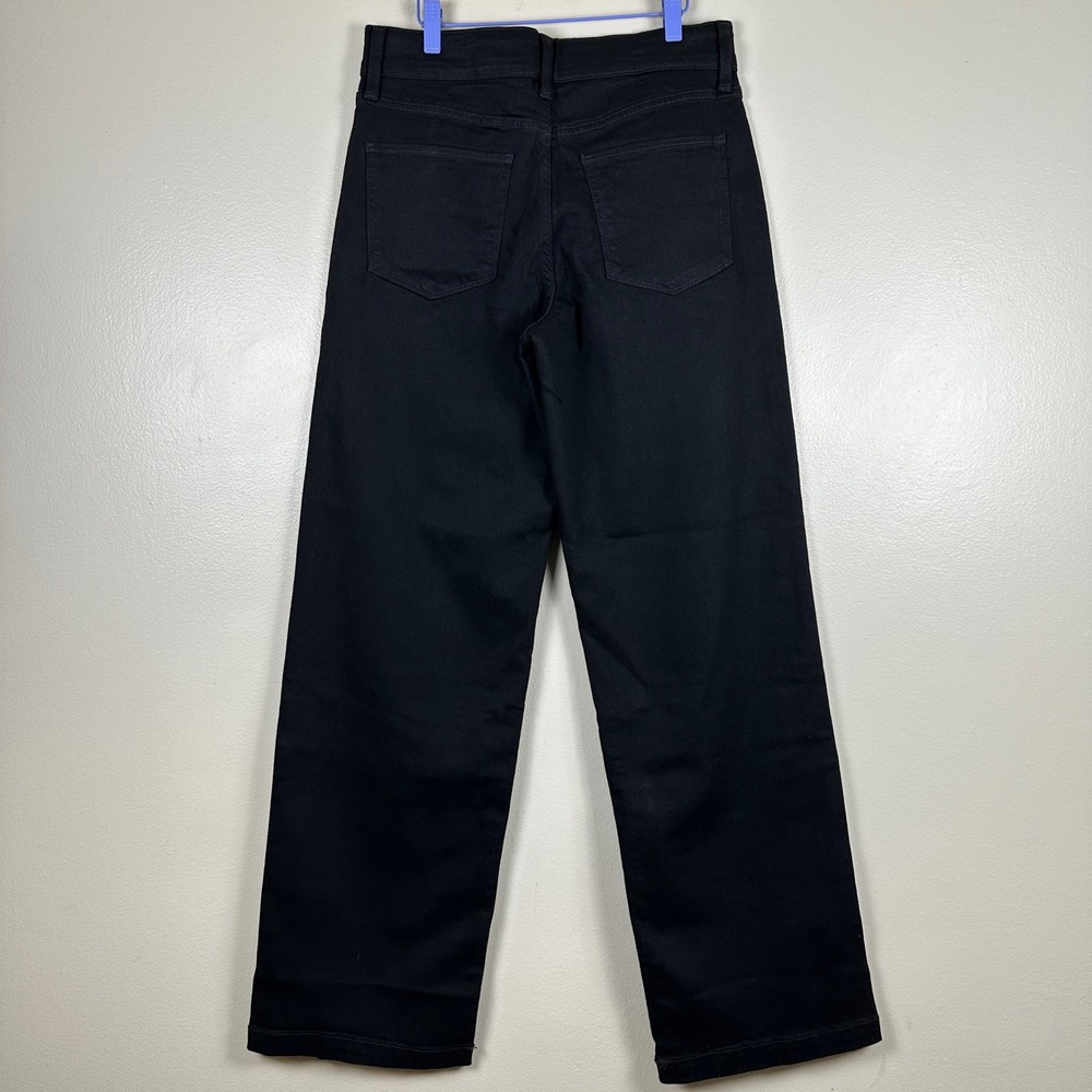 St. John's Bay Women's 6 Long Wide Leg Pants Black High Rise Comfort Waist NEW